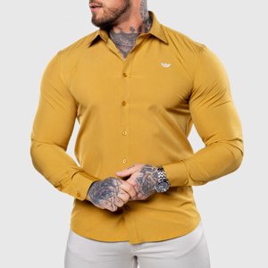 Strečová košile Iron Aesthetics Slim Stretch, hořčicová