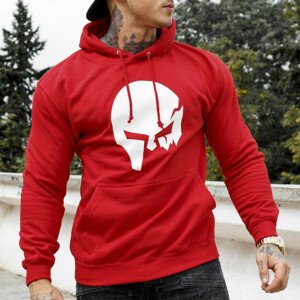 Fitness mikina bez zipu Iron Aesthetics SKULL, červená