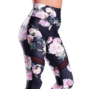 Dámské pasové legíny Mesh FLOWERS - Iron Aesthetics, černé