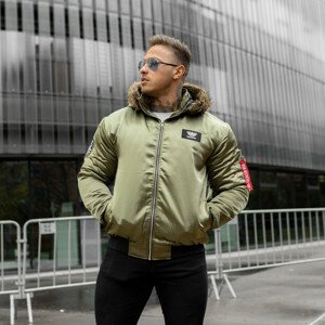 Pánská přechodná bunda s kožešinou Iron Aesthetics, zelená