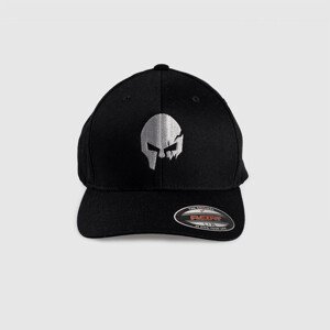 Pánská kšiltovka Iron Aesthetics FlexFit SKULL SILVER, černá