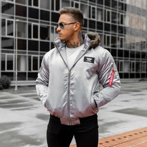 Pánská přechodná bunda s kožešinou Iron Aesthetics, šedá