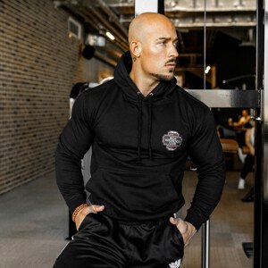Fitness mikina bez zipu Iron Aesthetics Badge, černá