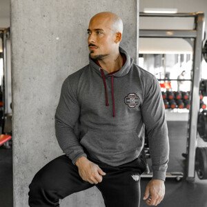 Fitness mikina bez zipu Iron Aesthetics Badge, charcoal šedá