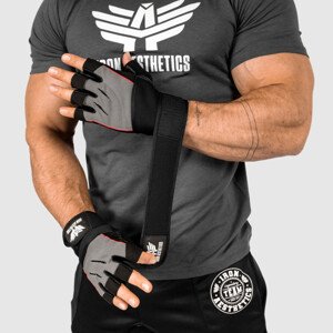 Fitness rukavice Iron Aesthetics Leather Beast, šedé